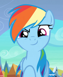 Size: 834x1024 | Tagged: safe, screencap, rainbow dash, pony, g4, the crystal empire, cropped, female, smiling, smirk, solo