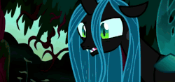 Size: 634x297 | Tagged: safe, screencap, queen chrysalis, changeling, changeling queen, g4, the mean 6, animated, eye twitch, female