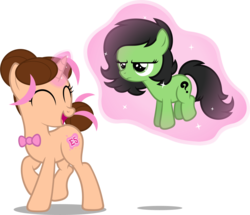 Size: 2413x2077 | Tagged: safe, artist:zacatron94, oc, oc only, oc:filly anon, oc:pink rose, oc:think pink, pony, unicorn, female, filly, filly anon is not amused, high res, magic, mare, rule 63, simple background, transparent background, unamused, vector
