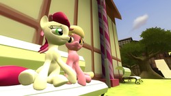 Size: 1920x1080 | Tagged: safe, artist:soad24k, lily, lily valley, roseluck, g4, the break up breakdown, 3d, couple, female, gmod, mare, roselily, shipping