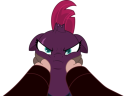 Size: 5000x3845 | Tagged: safe, artist:dashiesparkle, tempest shadow, verko, g4, .svg available, angry, annoyed, broken horn, cheekpest shadow, eye scar, face grab, floppy ears, horn, scar, simple background, this will end in pain, transparent background, vector