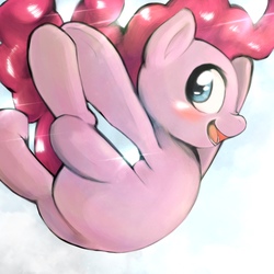 Size: 1536x1536 | Tagged: safe, artist:kurogewapony, pinkie pie, earth pony, pony, g4, falling, female, looking at you, mare, solo