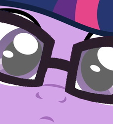 Size: 500x549 | Tagged: safe, edit, part of a set, sci-twi, twilight sparkle, pony, unicorn, g4, close up series, close-up, equestria girls ponified, extreme close-up, female, glasses, part of a series, ponified, solo, unicorn sci-twi