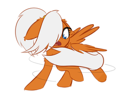 Size: 2000x1600 | Tagged: safe, artist:nevaylin, oc, oc only, oc:orange cream, pony, chasing own tail, open mouth, simple background, solo