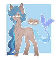 Size: 1024x1105 | Tagged: safe, artist:erinartista, oc, oc only, earth pony, pony, augmented tail, female, fish tail, mare, solo, watermark