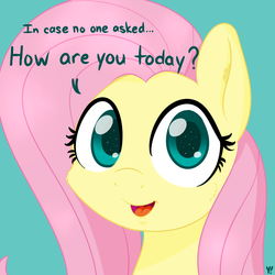Size: 1000x1000 | Tagged: safe, artist:yakoshi, fluttershy, pony, g4, bronybait, bust, cute, female, kind, looking at you, open mouth, portrait, solo, talking to viewer, wholesome