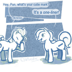 Size: 500x500 | Tagged: safe, artist:clorin spats, oc, oc only, oc:pun, earth pony, pony, ask pun, ask, comic, female, mare, monochrome, pun, tumblr