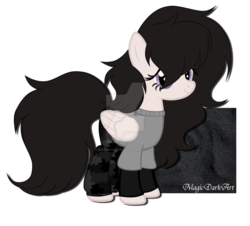 Size: 1024x925 | Tagged: safe, artist:magicdarkart, oc, oc only, pegasus, pony, clothes, female, mare, pants, shirt, simple background, solo, transparent background, watermark