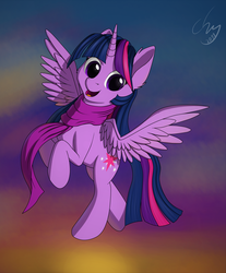 Size: 1788x2160 | Tagged: safe, artist:cluvry, twilight sparkle, alicorn, pony, g4, clothes, cute, female, mare, open mouth, scarf, solo, twilight sparkle (alicorn)