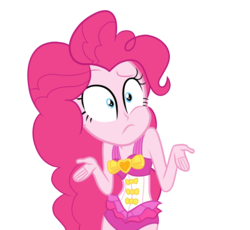 Size: 981x903 | Tagged: safe, artist:pinkieirrationalpi, pinkie pie, human, equestria girls, equestria girls series, forgotten friendship, g4, beach, clothes, confused, female, pinkie pie swimsuit, shrug, simple background, solo, swimsuit, transparent background, vector, when she doesn't smile