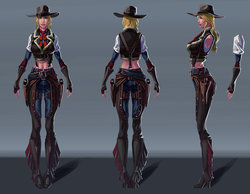 Size: 1024x793 | Tagged: safe, artist:sunset tide, applejack, human, g4, belly button, boots, call of juarez, cowboy, cowboy hat, cowgirl, female, gray background, hat, high heel boots, holster, humanized, midriff, shoes, simple background, solo, species swap