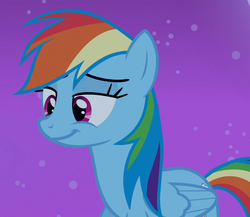 Size: 1222x1060 | Tagged: safe, screencap, rainbow dash, pony, g4, sleepless in ponyville, cropped, female, lidded eyes, smiling, solo