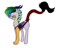 Size: 2417x1980 | Tagged: safe, artist:pinkgalaxy56, oc, oc only, oc:destroyed sun, draconequus, hybrid, interspecies offspring, male, offspring, parent:discord, parent:princess celestia, parents:dislestia, simple background, solo, white background