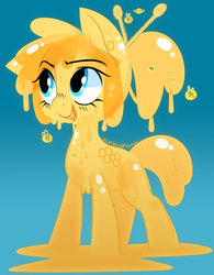 Size: 2160x2770 | Tagged: safe, artist:zombie, oc, oc only, oc:bee, bee, goo pony, original species, cute, food, high res, honey, ocbetes, solo
