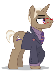 Size: 3942x5200 | Tagged: safe, artist:dragonchaser123, bracer britches, pony, unicorn, fake it 'til you make it, g4, .ai available, absurd resolution, business suit, clothes, glasses, male, necktie, pocket square, short mane, short tail, simple background, solo, stallion, suit, transparent background, vector