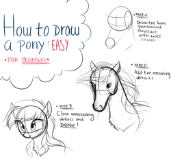 Size: 1020x970 | Tagged: safe, artist:aureai-sketches, earth pony, horse, pony, chest fluff, cute, female, first you draw a circle, floppy ears, freckles, happy, how to draw, ironic tutorial, irony, mare, simple background, sketch, smiling, spongebob reference, spongebob squarepants, tutorial, white background