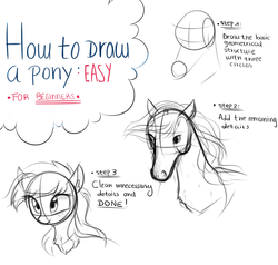 Size: 1020x970 | Tagged: safe, artist:aureai-sketches, earth pony, horse, pony, artist unknown (spongebob episode), chest fluff, cute, female, first you draw a circle, floppy ears, freckles, happy, how to draw, ironic tutorial, irony, mare, simple background, sketch, smiling, spongebob reference, spongebob squarepants, tutorial, white background