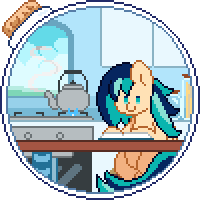 Size: 200x200 | Tagged: safe, artist:chirpy-chi, oc, oc:sapphire breeze, pegasus, pony, animated, cute, kettle, pixel art, simple background, solo, transparent background