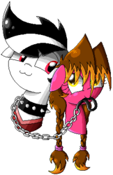 Size: 259x400 | Tagged: safe, artist:whitelie, oc, oc only, oc:lix, oc:white lie, earth pony, pony, :3, braid, collar, female, leash, lixlie, male, mouth hold, pet play, pixel art, simple background, spiked collar, straight, transparent background