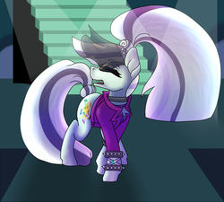 Size: 1024x922 | Tagged: safe, artist:lunicangel, coloratura, earth pony, pony, g4, countess coloratura, eyes closed, female, mare, open mouth, singing, solo, stage