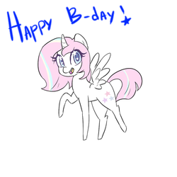 Size: 512x512 | Tagged: safe, artist:ask-rera-and-tea, oc, oc only, alicorn, pony, happy birthday, smiling, solo