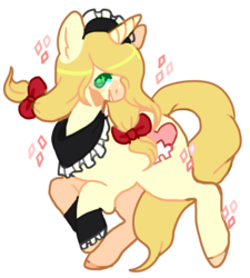 Size: 1498x1665 | Tagged: safe, artist:fursalot, oc, oc only, pony, unicorn, clothes, maid, simple background, smiling, solo, sparkles, transparent background