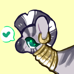 Size: 1000x1000 | Tagged: safe, artist:fursalot, zecora, pony, zebra, g4, female, looking at you, love hearth, smiling, solo