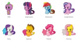 Size: 873x480 | Tagged: safe, applejack, fluttershy, pinkie pie, rainbow dash, rarity, spike, starlight glimmer, twilight sparkle, g4, cutie mark crew, mane eight, mane seven, mane six, mcdonald's happy meal toys, toy