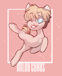Size: 599x737 | Tagged: safe, artist:kapusha-blr, earth pony, pony, miley cyrus, one eye closed, ponified, smiling, solo, wink