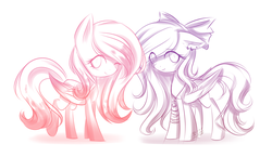 Size: 2657x1545 | Tagged: safe, artist:snowbunny0820, oc, oc only, oc:lily, oc:spring splat, pegasus, pony, female, limited palette, mare