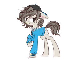 Size: 2021x1617 | Tagged: safe, artist:snowbunny0820, oc, oc only, oc:eliot, earth pony, pony, baseball cap, cap, clothes, hat, male, shirt, simple background, solo, stallion, white background