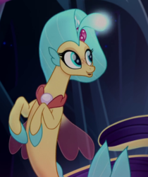 Size: 626x747 | Tagged: safe, screencap, princess skystar, seapony (g4), g4, my little pony: the movie, bioluminescent, blue eyes, blushing, bubble, coral, cropped, cute, dorsal fin, famous, female, fin, fin wings, fins, fish tail, floppy ears, flower, flower in hair, flowing mane, flowing tail, freckles, glowing, happy, jewelry, musical sister, necklace, ocean, open mouth, open smile, pearl necklace, seaquestria, seashell, seaweed, skyabetes, smiling, solo, spectacular, swimming, tail, throne, throne room, underwater, water, wings