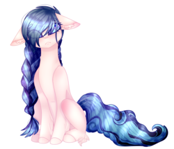 Size: 2187x1879 | Tagged: safe, artist:honeybbear, oc, oc only, oc:ocean tail, earth pony, pony, female, floppy ears, mare, simple background, sitting, solo, transparent background