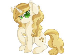 Size: 4700x4000 | Tagged: safe, artist:rainbowtashie, derpibooru exclusive, sweet biscuit, pony, unicorn, g4, absurd resolution, adorabiscuit, best background pony, best pony, cute, digital art, female, green eyes, looking at you, mare, raised hoof, simple background, sitting, solo, transparent background, waifu