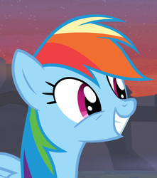 Size: 910x1030 | Tagged: safe, screencap, rainbow dash, pegasus, pony, g4, it ain't easy being breezies, cropped, cute, dashabetes, female, mare, smiling, solo