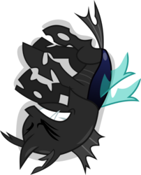 Size: 491x607 | Tagged: safe, artist:frownfactory, changeling, a canterlot wedding, g4, .svg available, eyes closed, horn, pain, simple background, solo, svg, transparent background, vector, wings