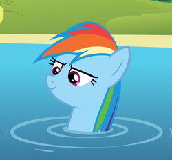 Size: 1130x1048 | Tagged: safe, screencap, rainbow dash, pony, g4, maud pie (episode), cropped, female, solo, water