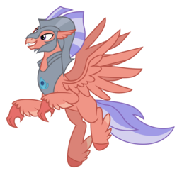 Size: 5392x5200 | Tagged: safe, artist:dragonchaser123, coral zephyr, classical hippogriff, hippogriff, g4, surf and/or turf, absurd resolution, armor, chestplate, feathered fetlocks, flying, helmet, male, simple background, solo, transparent background, vector