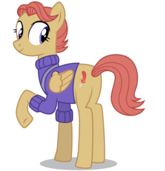 Size: 5000x5200 | Tagged: safe, artist:dragonchaser123, amber ink, pegasus, pony, fame and misfortune, g4, absurd resolution, background pony, bookseller, clothes, female, looking back, mare, raised hoof, simple background, solo, sweater, transparent background, vector