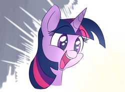 Size: 1500x1100 | Tagged: safe, artist:heir-of-rick, twilight sparkle, pony, abstract background, bust, cute, everything went better than expected, female, gasp, good end, happy, mare, open mouth, serendipity (scenario), solo, twiabetes, twilight fuel