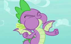 Size: 1152x720 | Tagged: safe, screencap, spike, g4, molt down, my little pony: friendship is magic, puffy cheeks, winged spike, wings