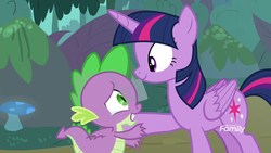 Size: 1920x1080 | Tagged: safe, screencap, spike, twilight sparkle, alicorn, dragon, pony, g4, molt down, discovery family logo, duo, female, male, mare, teary eyes, twilight sparkle (alicorn), winged spike, wings