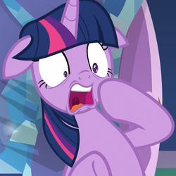 Size: 1080x1079 | Tagged: safe, screencap, twilight sparkle, alicorn, pony, molt down, bipedal, cropped, faic, female, floppy ears, gasp, horrified, mare, open mouth, reaction image, shocked, solo, spike's room, twilight sparkle (alicorn), uvula, wide eyes