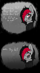 Size: 883x1608 | Tagged: safe, artist:lazerblues, oc, oc only, oc:miss eri, pony, black and red mane, clothes, emo, hoodie, makeup, running makeup, solo, two toned mane