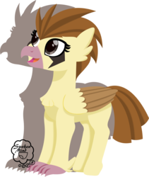 Size: 2150x2545 | Tagged: safe, artist:spokenmind93, oc, oc only, classical hippogriff, hippogriff, pidgey, female, filly, high res, lineless, markings, pokémon, shadow, signature, simple background, solo, transparent background, vector