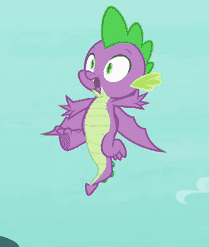 Size: 209x247 | Tagged: safe, screencap, spike, dragon, g4, molt down, animated, claws, cropped, flying, male, smiling, solo, winged spike, wings