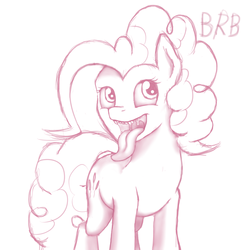 Size: 4000x4000 | Tagged: safe, artist:rubiont, pinkie pie, earth pony, pony, g4, female, mawshot, monochrome, open mouth, simple background, sketch, solo, tongue out, white background