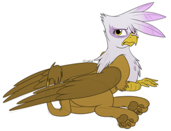 Size: 1000x768 | Tagged: safe, artist:littlehybridshila, gilda, griffon, g4, butt, female, looking back, paw pads, paws, plot, sad, simple background, solo, toe beans, underpaw, upset, white background