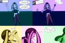 Size: 3000x2000 | Tagged: safe, artist:jake heritagu, aria blaze, comic:aria's archives, equestria girls, g4, alcohol, clothes, club, comic, drinking, glass, high res, midriff, strobe lights