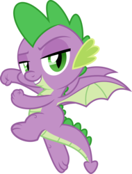 Size: 5466x7187 | Tagged: safe, artist:jhayarr23, spike, dragon, g4, molt down, absurd resolution, flying, male, narrowed eyes, raised fist, simple background, transparent background, vector, winged spike, wings